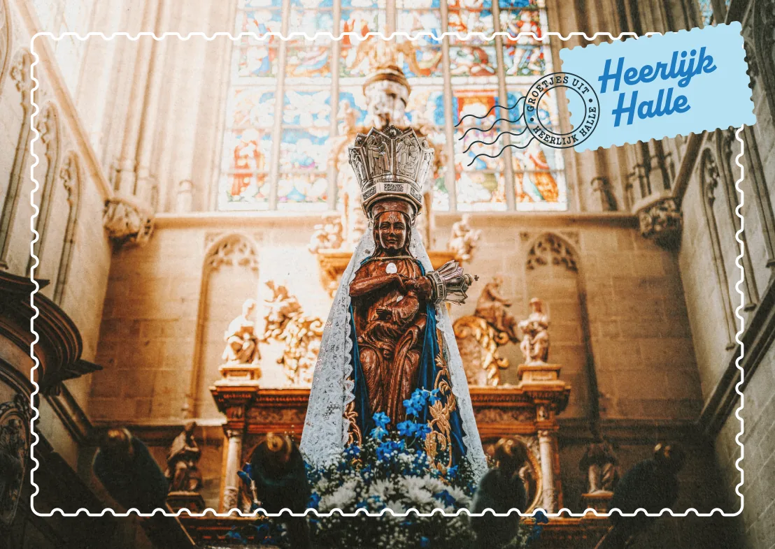 Postkaart met de Zwarte Madonna in de Sint-Martinusbasiliek